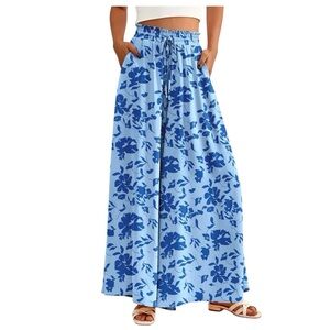 BTFBM Blue Floral Palazzo Pants